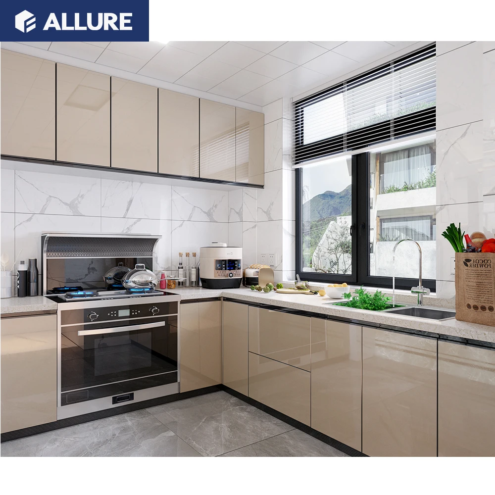 Allure Custom China Design Lacquer Smart Kitchen Cabinets Complete Sets Ready To Assemble Modern Kitchen Cabinets