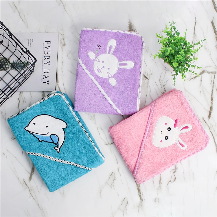 Factory custom 100% cotton baby hooded bath towel for kids