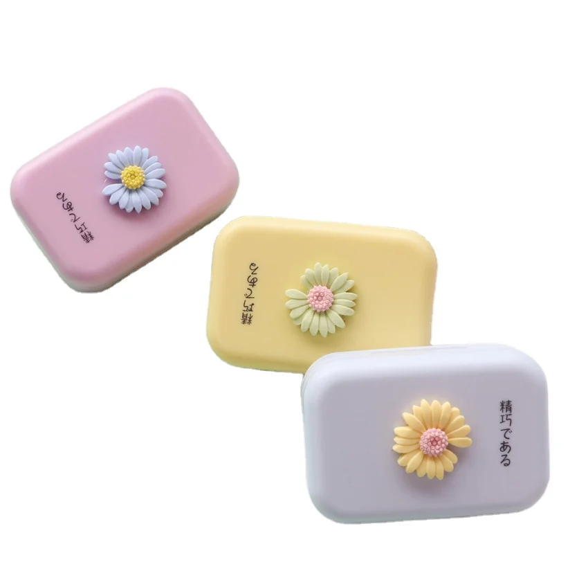 
Flower Cartoon Eye Contact Case Box Cartoon Lenses Customized Wholesale Contact Lens Case with Mirror 
