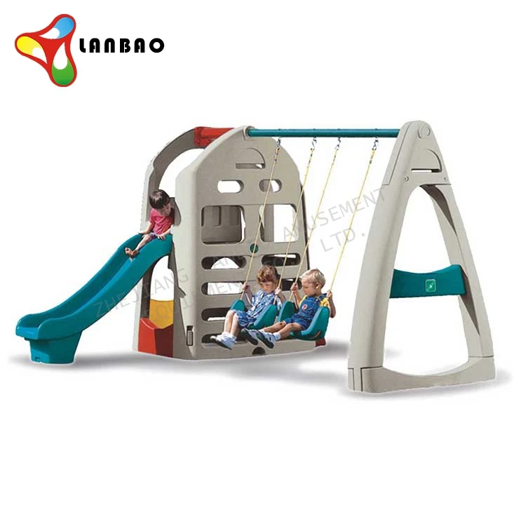 kindergarten playground Combination Yard outdoor indoor plastic slide with swing set