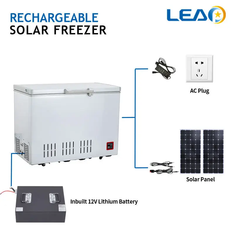 Commercial single door solar energy solar freezer 88W solar refrigerator DC 12V with USB port