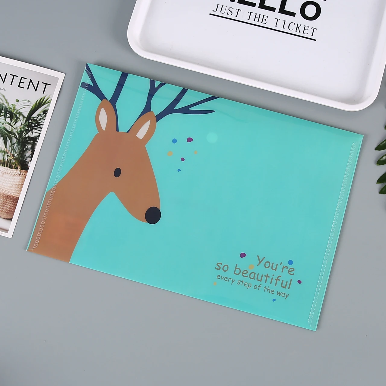 Custom Print A4 Button PVC Clear Bag File Letter Envelopes Document Folders