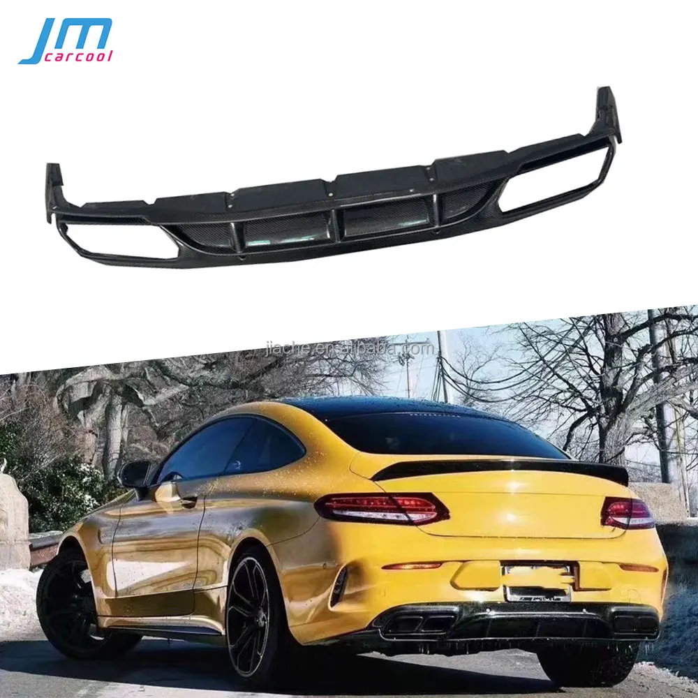 Carbon Fiber Car Rear Bumper Diffuser Lip for Benz C Class W205 C205 C63 AMG Coupe 2015-2020 Convertible Spoiler Splitters
