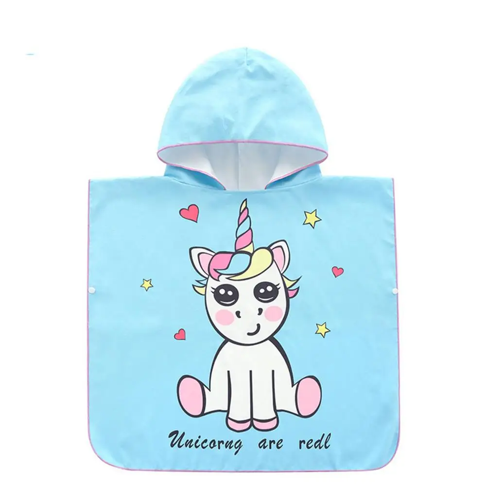 
High Quality Wholesale Baby Animal Printed Microfiber Hooded Poncho Baby Beach Towel 