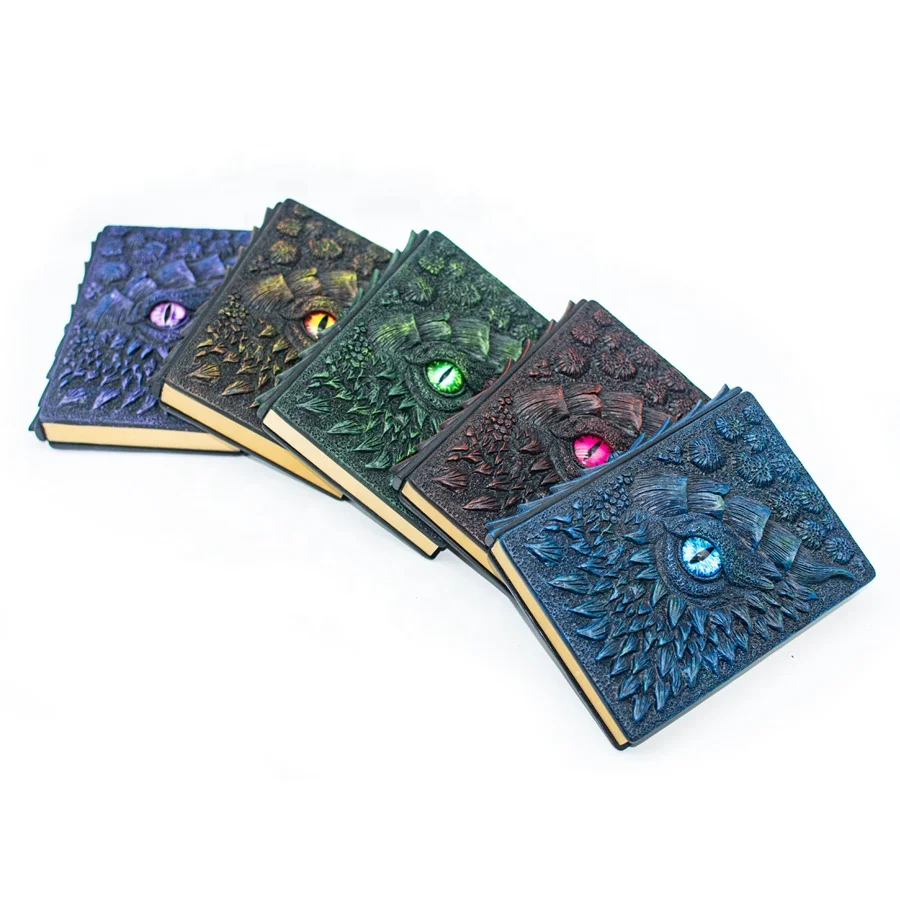 Hardcover luxury retro 3D stereoscopic Diary Notebook home decor Office decor deluxe resin embossment dragon eye fake magic book