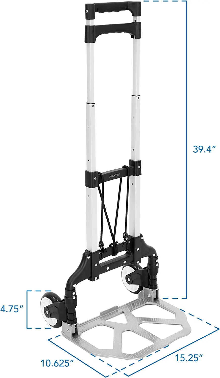 Folding Hand Truck and Personal Dolly 165 lb Capacity with Rubber Wheels and Telescoping Handle Aluminum Luggage Cart