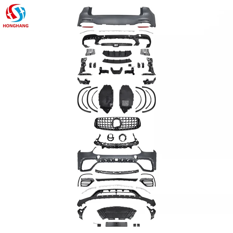 Honghang Front Rear Bumper Fender Flare Rear Spoiler Body Kit For Mercedes GLC 63 AMG Body Kit 2020-2022