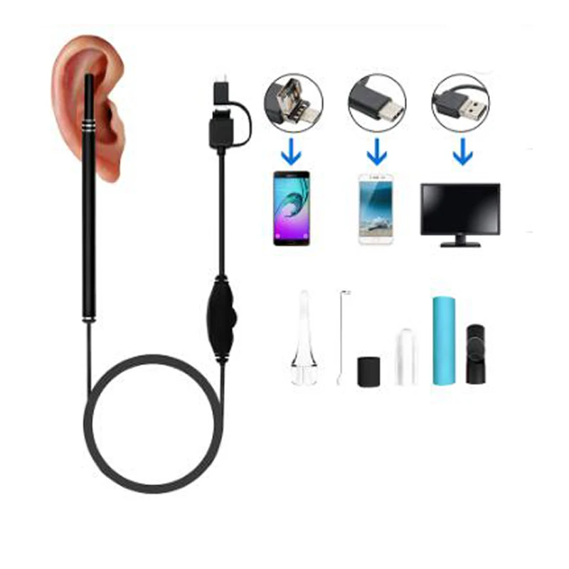 720P HD multifucnction 5.5mm ear nose inspection pen otoscope 3in1 USB ear endoscope for home and doctor care
