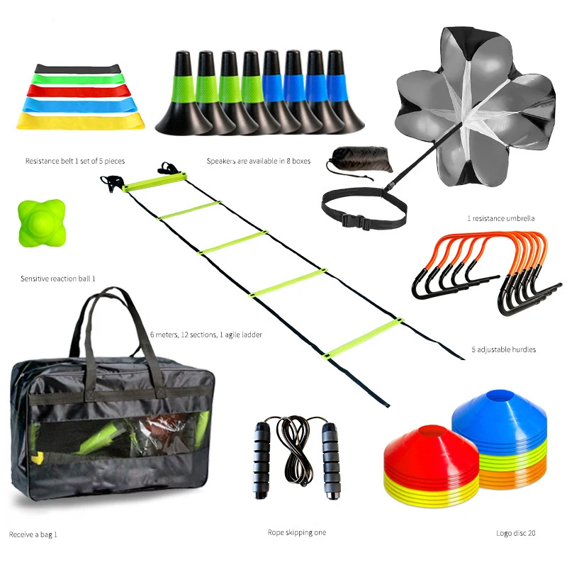 Custom Speed Soccer Football Agility Ladder Agility Equipment Training Set Cones Hurdles Parachute