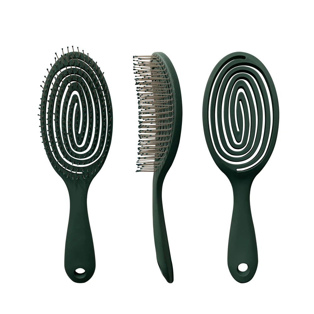 Women Scalp Massage Curved Hair Brush Wet Dry Detangle Smooth Curly Hair Brush Hollow out