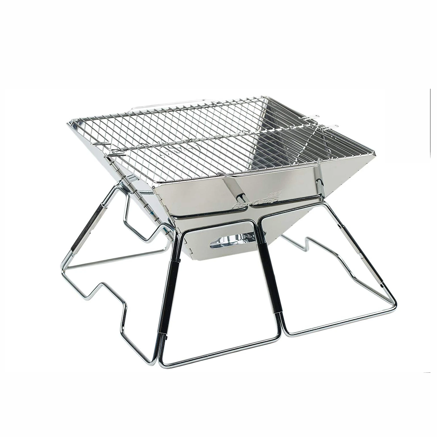 Stainless Steel Folding Charcoal BBQ Grill for Outdoor Camping, Quick Compact Stainless Steel Barbecue with Carrying Case