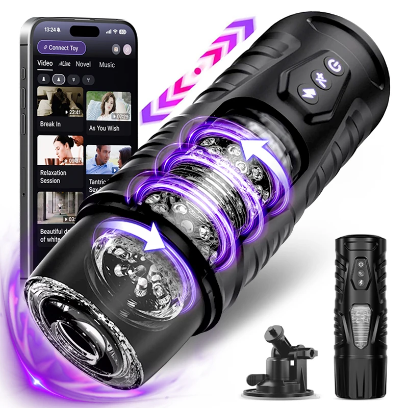 Electric Pocket Pussy Stroker Machine Sex Toys Thrusting Rotating APP Control Automatic Male Masturbation Devices for Men Adults