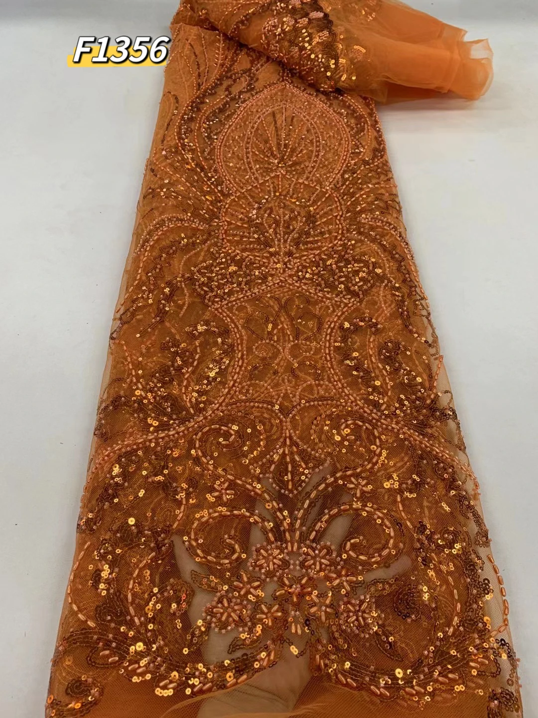 Luxury Handmade Beads Lace Fabric African Beaded Wedding French Net Lace 3D Embroidered Sequins high quality gold rhinestone