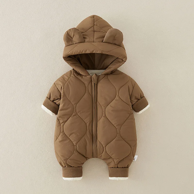 Hot Sale Warm Baby Romper Winter Thickened Baby Boy Jumpsuit Solid Color Newborn Baby Romper