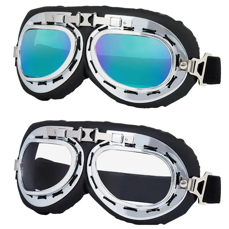 Retro Motorcycle Goggle Vintage Pilot Style Cruiser Scooter ATV Bike Motocross Goggles for Men
