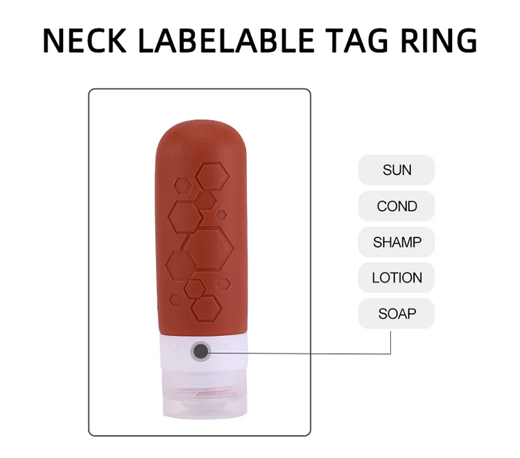 ZhongDing New 90ml 3oz Zipper PVC bag Travel Kit Bottles Silicone Travel Bottle Toiletries Travel Shampoo Bottle Set