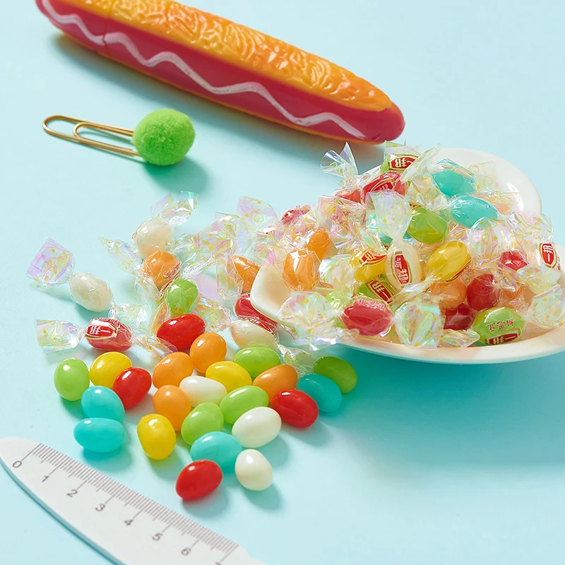 box wholesale colorful jelly fruit flavor candy toys kids jelly beans candy  Gummy candy
