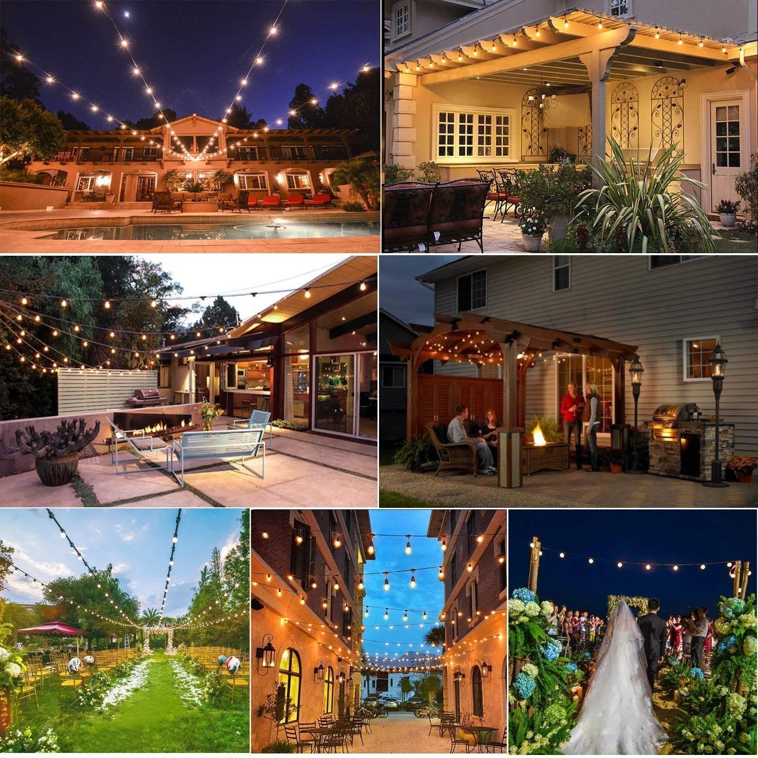 Smart led string light party decoration fence awning cafe light dimmable outdoor indoor lighting decoration lamps