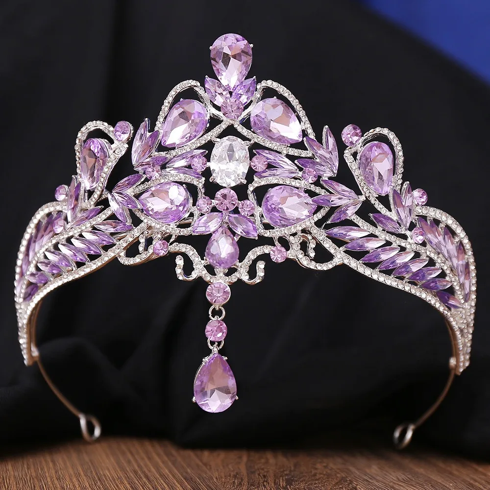 HP4705  New arrival Crystal wedding Crown Head Forehead Tiara Rhinestone Headpieces crown with drop pendant for women
