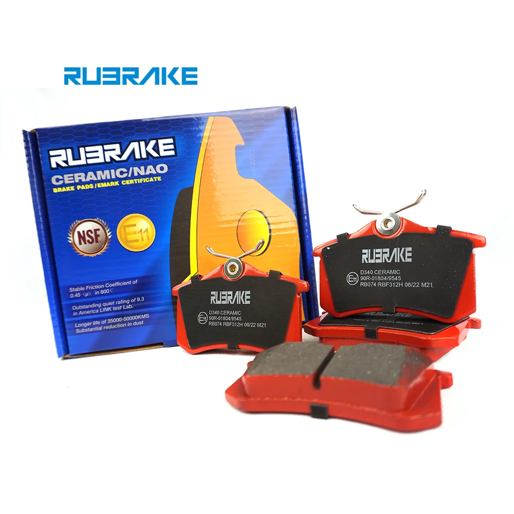RUBRAKE China factory supply wholesale D340 OEM auto part ceramic brake pads for hyundai