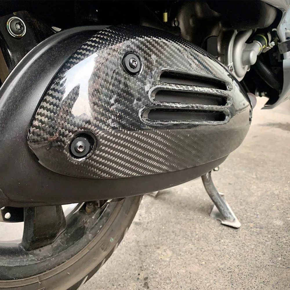 Motorcycle Real Carbon Exhaust Pipe Insulation Cover Heat Shield Protector for VESPA GTS 200 250 300 2013 - 2017 2018 2019 2020
