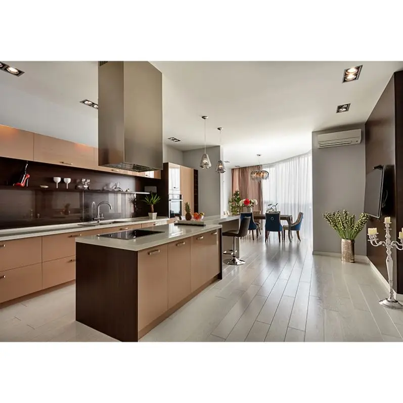 Black Cabinet Handles Waterproof Design Mfc Bulit-in Kitchen Complete Kitchens