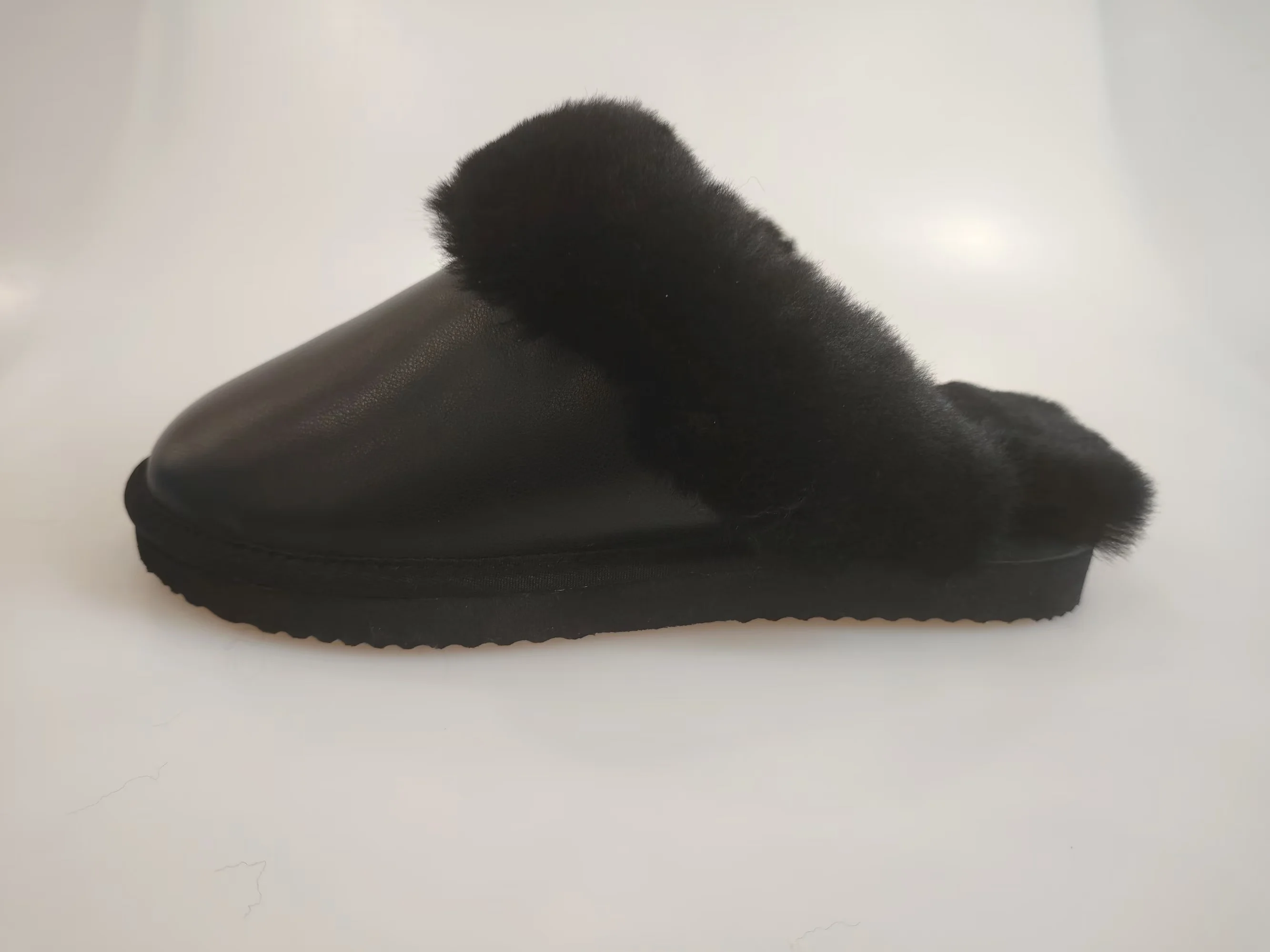 Waterproof real cow leather women sheepskin fur thick sole classic winter home warm slippers