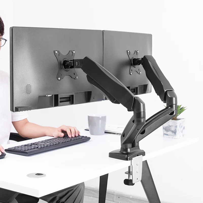 Adjustable Alloy Steel Air Spring Rotary Desktop LCD Computer Monitor Arm 13-34 Inch 12kg Dual Monitor Stand
