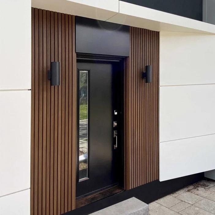 Brazil Mexico Waterproof WPC Co-extrusion Capped Fiber External Exterior Fluted Slat Wall WPC Cladding Composite Wood Wall Panel