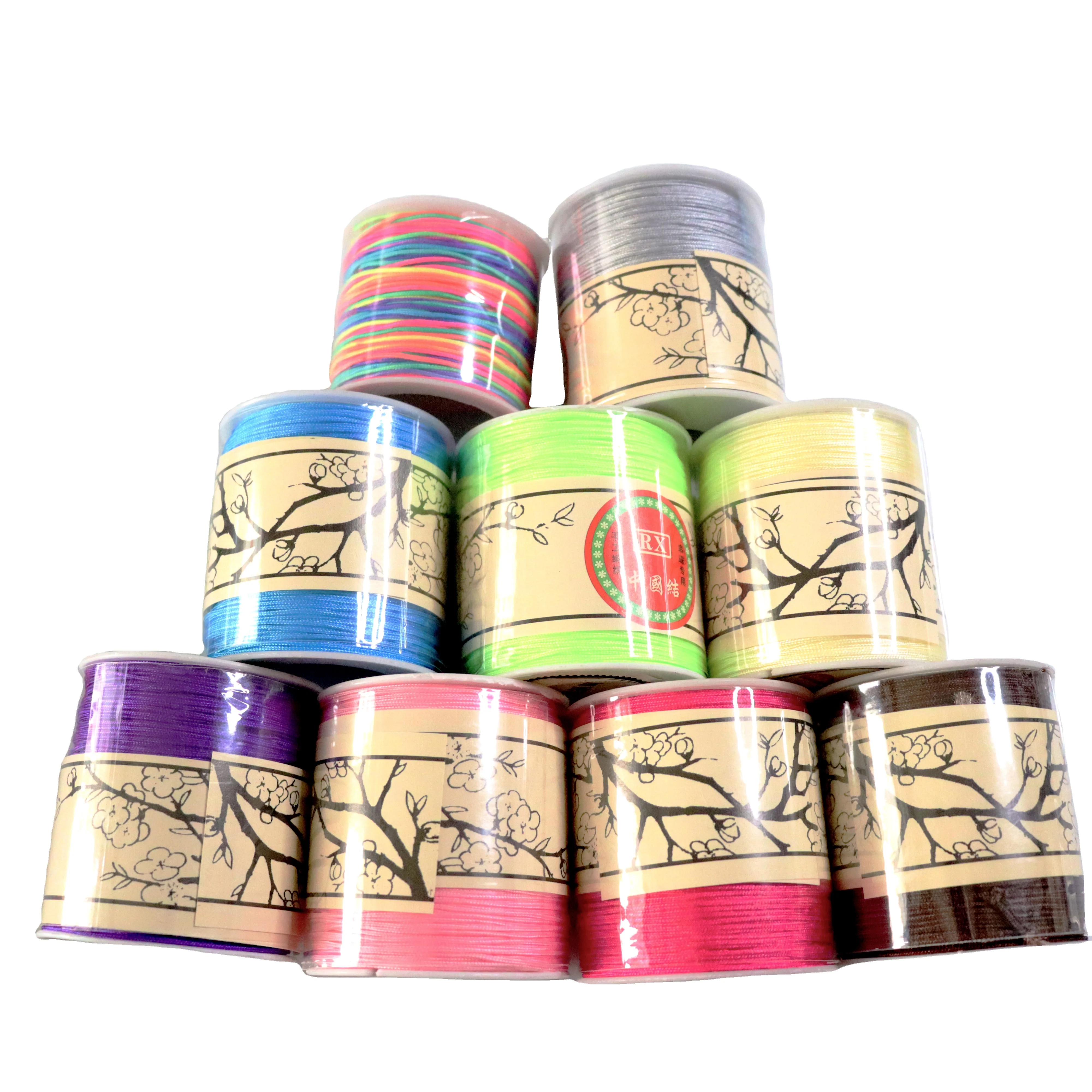 wholesale 2mm nylon yarn colored hand-woven rope Chinese knot yarn accessories DIY bracelet beaded satin cord