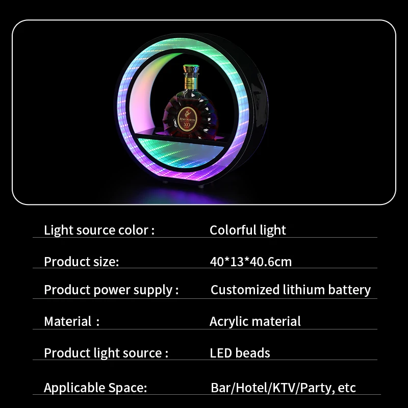 Bar Dispatch VIP Wine Bottle Service Acrylic Light Emitting Diode Hennessy XO Presenter LED Illusion Round Abyss Presenter