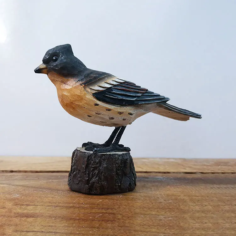 European Designer wooden bird, Resin  Display Wildlife shrike Bird Figurine,