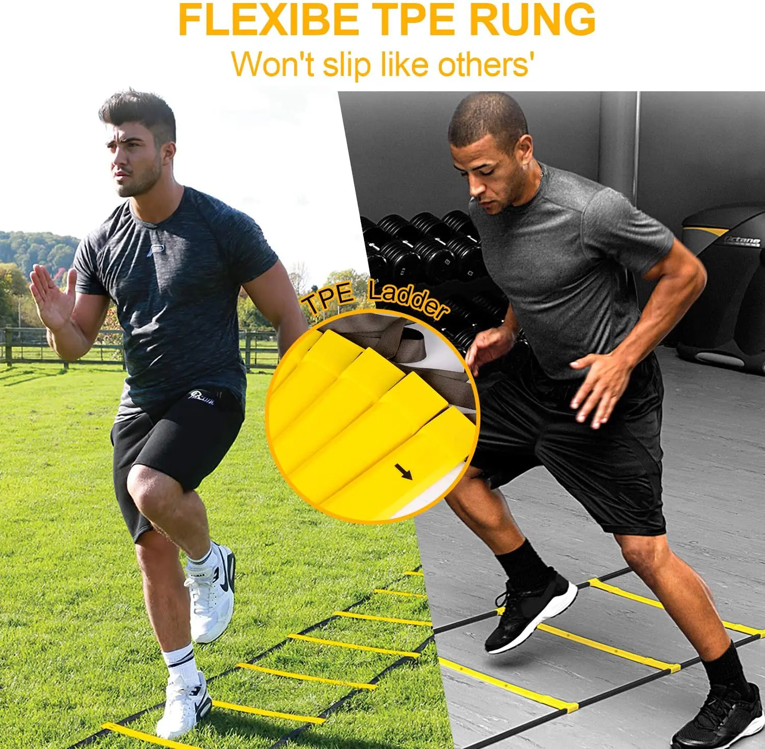 Speed & Agility Training Set with TPE Ladder Resistance Parachute 12 Disc Cones 4 Steel Stakes