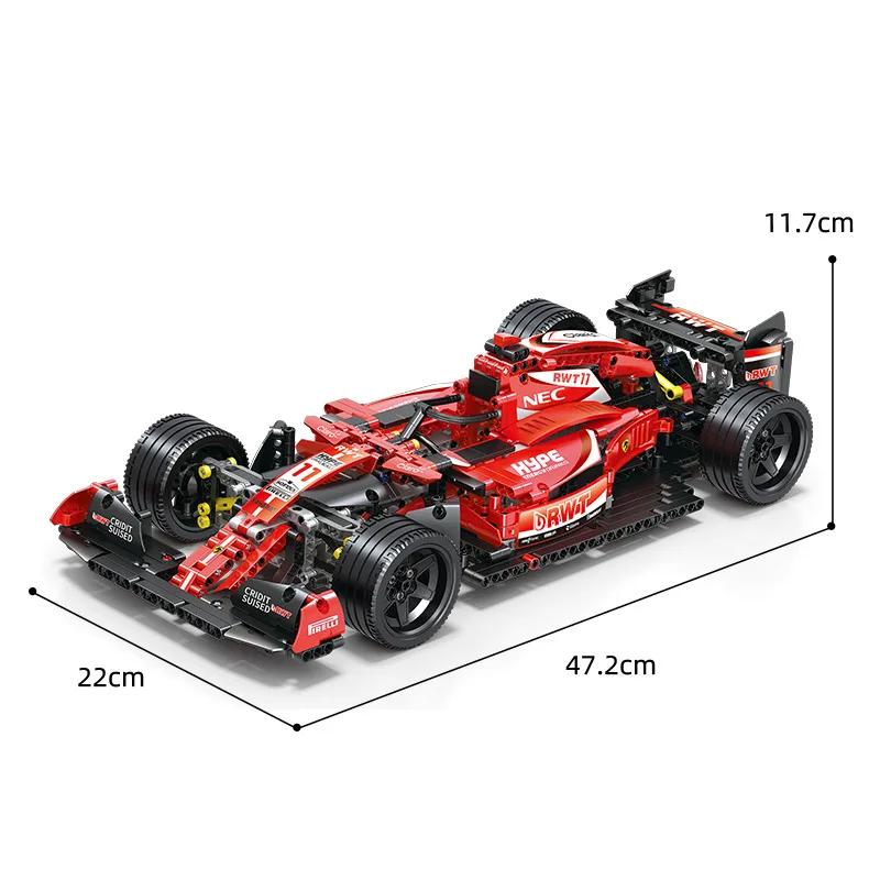 1:10 Super Running Red F1 Formula Technic Model Vehicle Car Building Block Car Boys Gift 1200pcs building toys