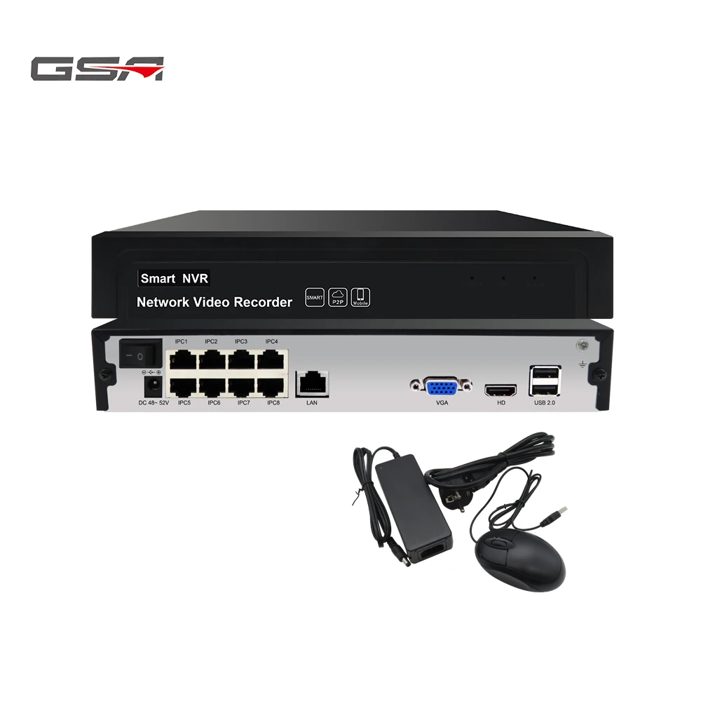 GSA High Quality 8ch Max 1080P POE NVR Factory Price NVR for IP Camera Network Video Recording
