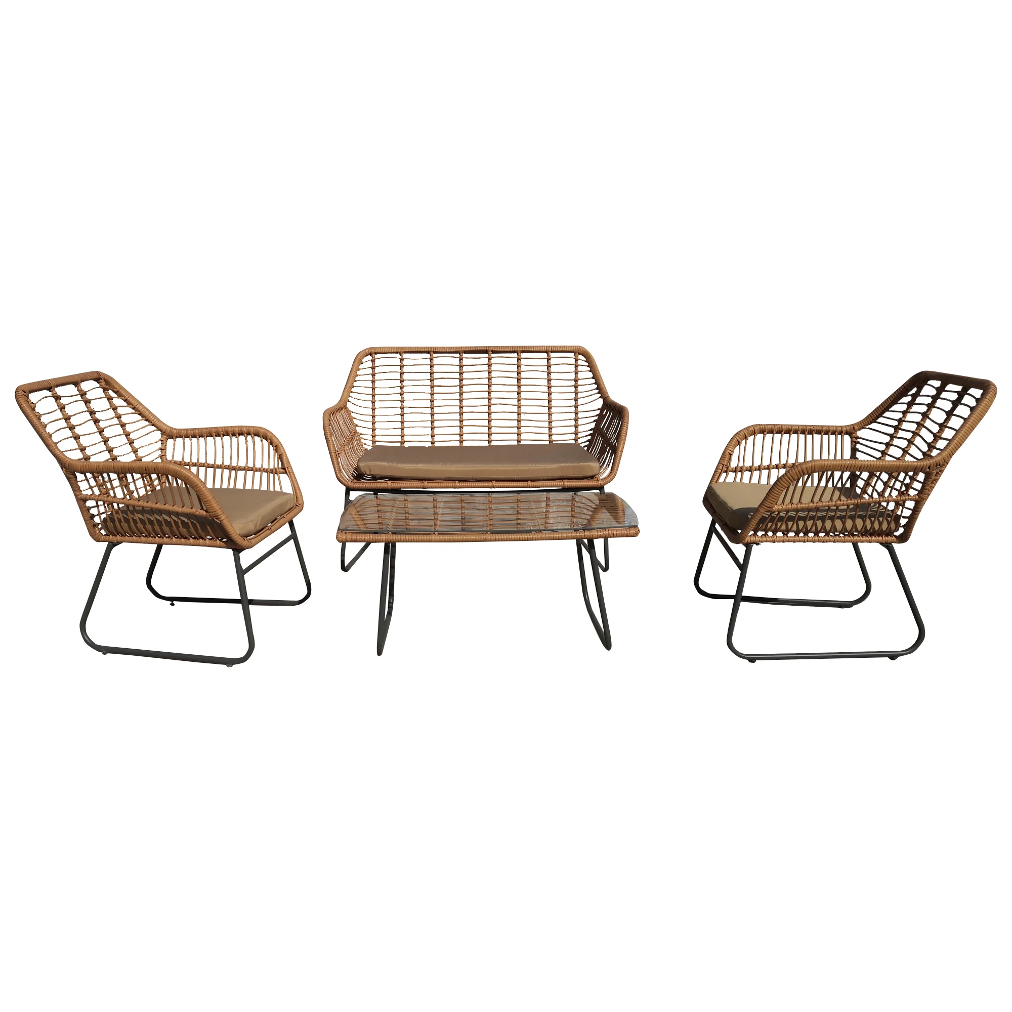 BSCI direct factory 4pcs all-weather garden sofa sets vintage natural poly rattan furniture patio sofa set