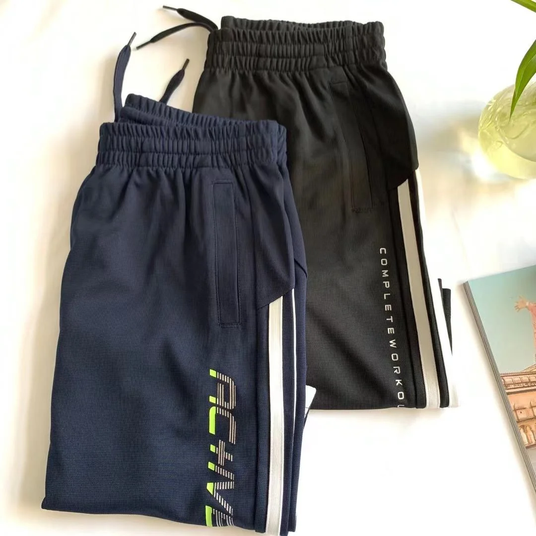 Прохладный лед из полиэстера для мальчиков короткие штаны боковой 2 белых лент, штаны для маленького мальчика, по индивидуальному заказу для мальчиков с рисунком и штаны для бега