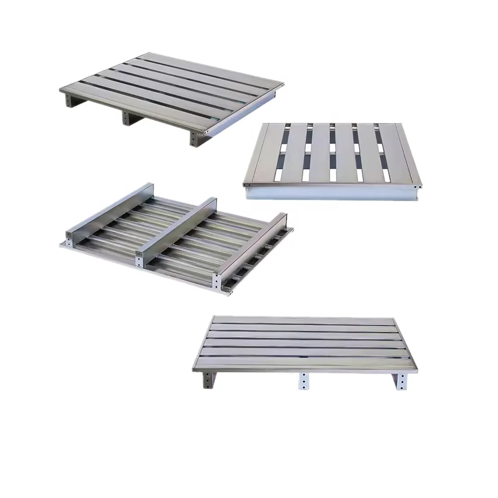 Customized Single/ Double Faced 4 Way Entry warehouse storage system steel euro pallet rack steel pallet with safety edge