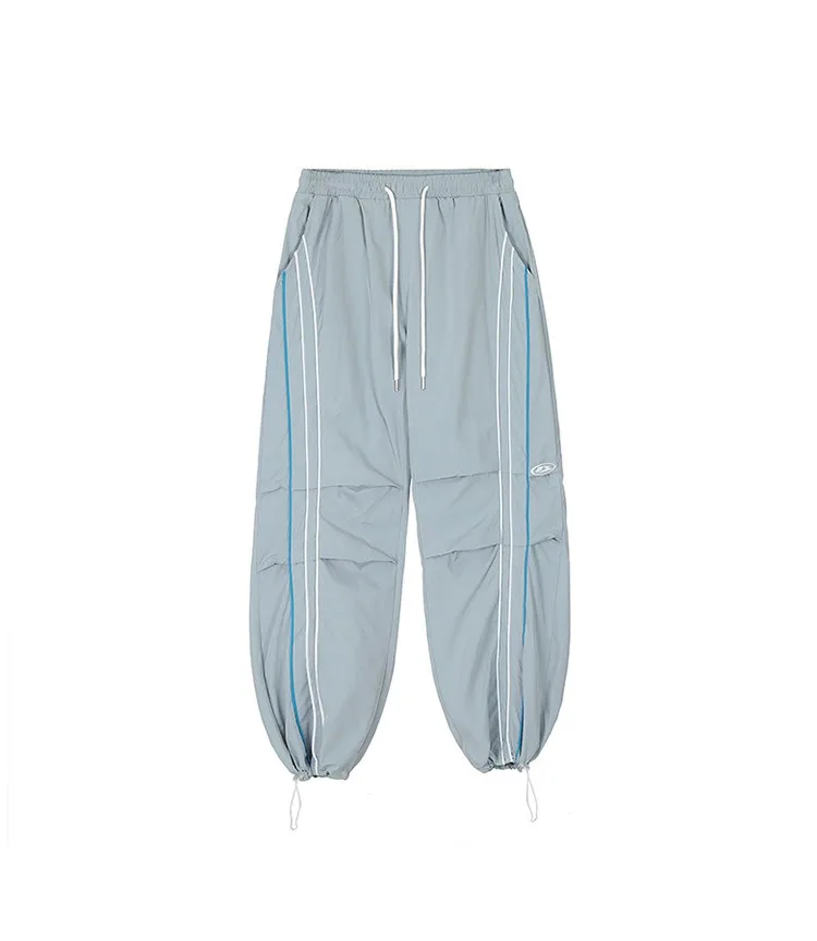 Oem Baggy Side Striped Nylon Pants Straight Stacked Sweats Pants Mens Casual Flared Track Pants Men