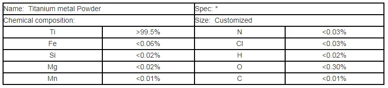 Titanium Powder Price 99% Titanium powder Spherical Titanium Powders
