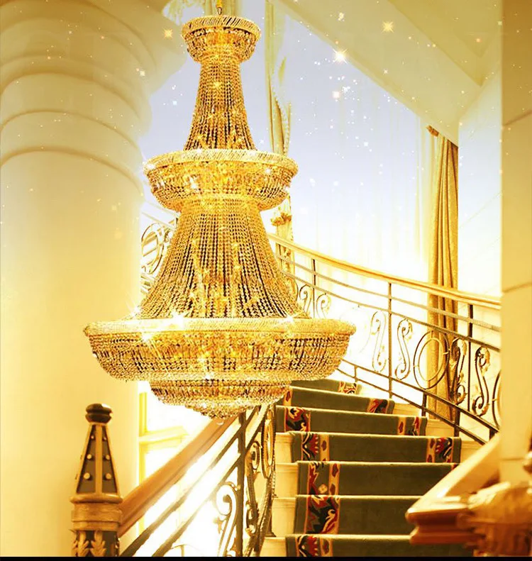 EEA Crystal Chandelier Pendant Light Hotsell K9 crystal chandelier gold pendant lamp hotel lobby lighting creative chandelier