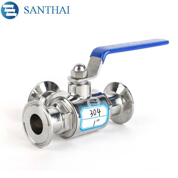 Food grade sanitary stainless steel SS304 SS316L three way clamped  Ball Valve from Wenzhou Santhai factory