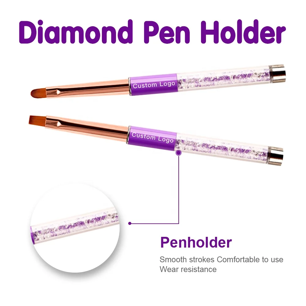 FUUMUUI New Purple Rose Gold Synthetic 8pcs Set Wholesale 3d Oval Flat Round Gel Detail Nail Art Paint Brushes Set Manufacturer