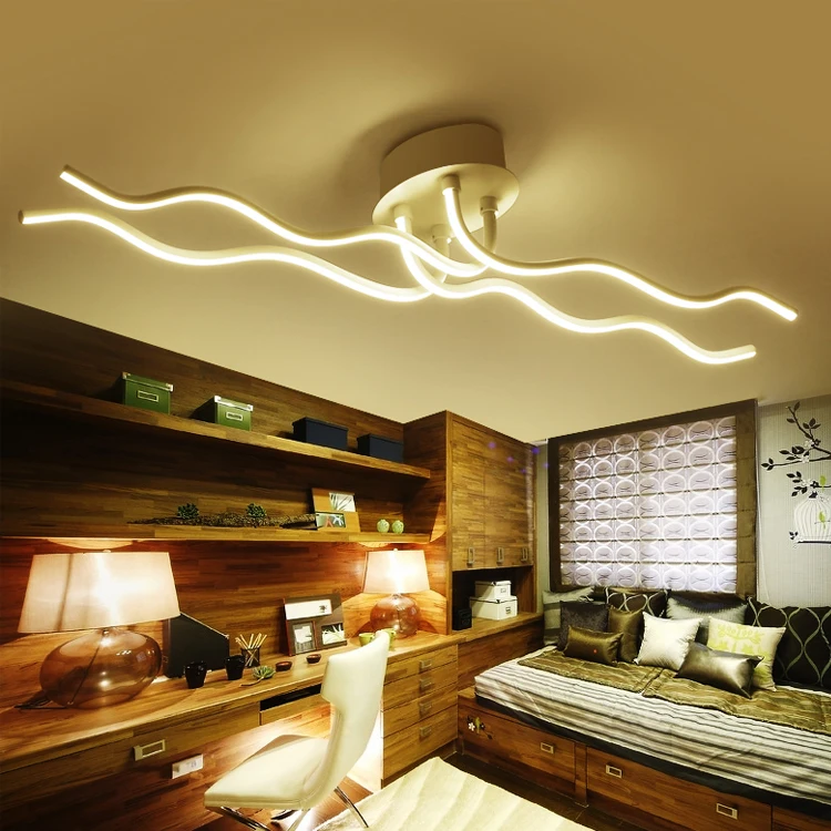 Living Room Led Acrylic Ceiling Lighting Lamps & Wave Shape Fixture Banquet Hall Designs