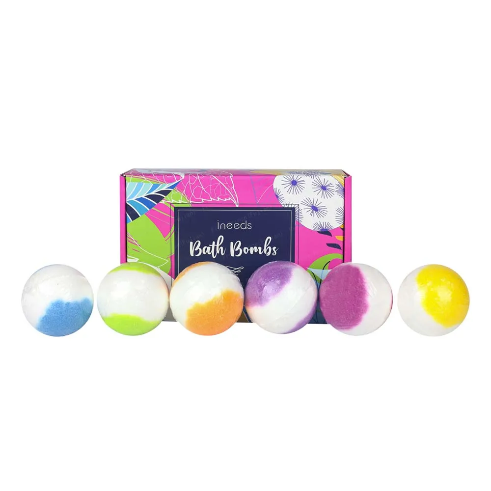 OEM 6 pack ball shaped bath bomb gift set in different color