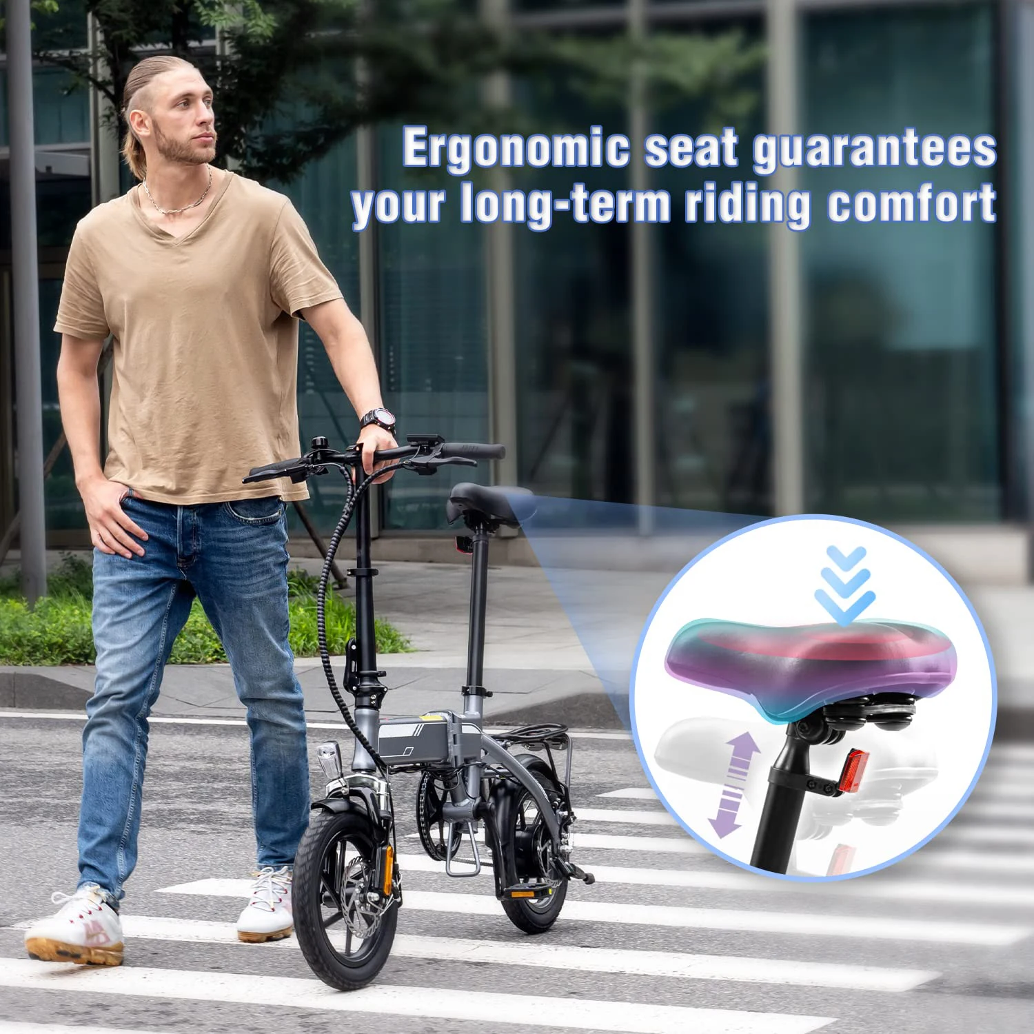 Pedal assist ebike customized 14 inch electronic folding bikes for Cycling tours 250w PAS E-Bike