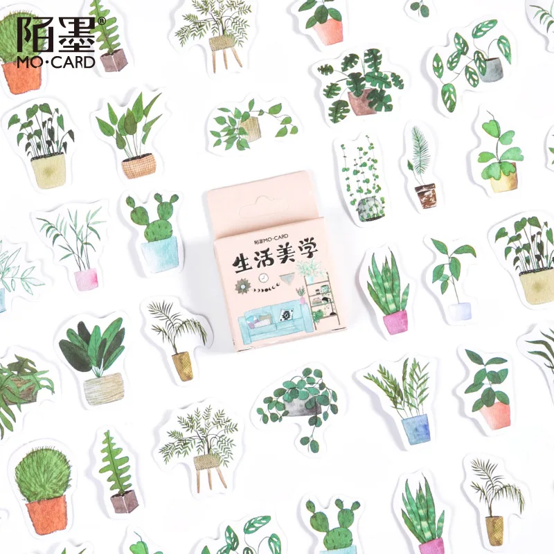 Creative Wholesale 46pcs/pack Journal planner stationery scrapbooking stickers set with green plant