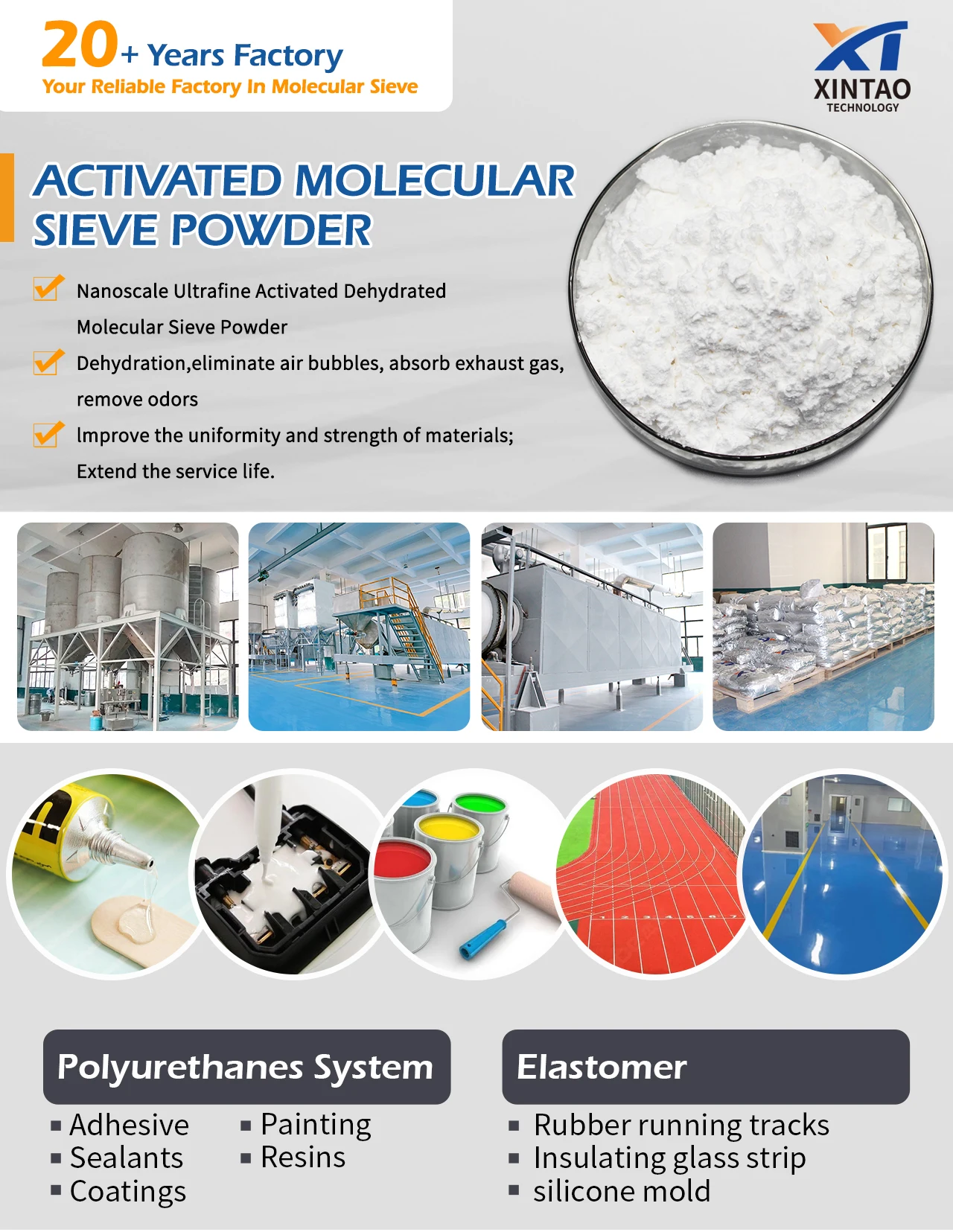 21 Years Manufacturer Activated Zeolite Powder as Moisture Absorber Applied in PU Systems