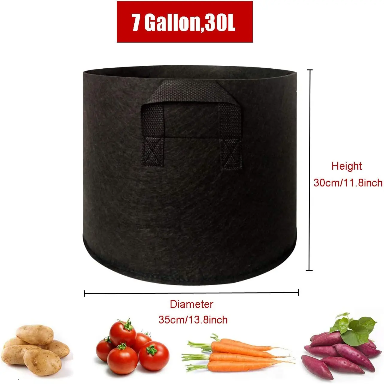 Yuchen 3 5 10 20 25 30 100 Gallon Felt Grow Bags 5 Gallon Heavy Duty Thickened Nonwoven Plant Fabric Pots With Handles