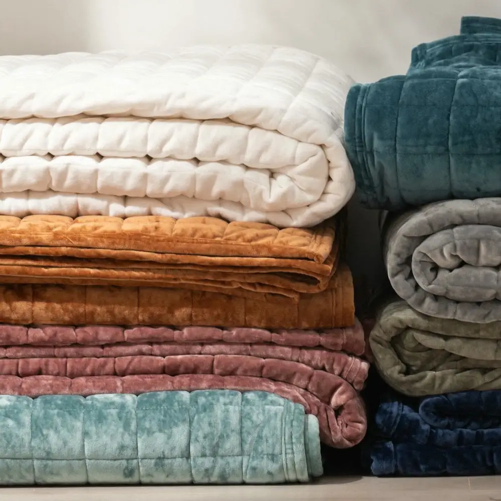 Hot Sell Luxury Velvet Quilt Set Queen Size Solid Color Lightweight Bedding Set Oversized Bedspread Coverlet with Pillow Shams